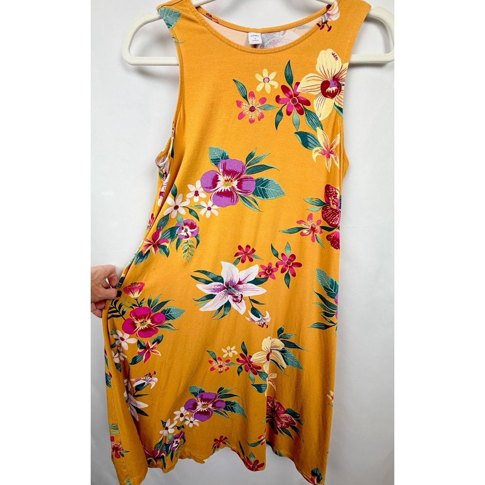 Old Navy Women's Yellow Floral Sleeveless Sundress Size Small Swing Dress Hawaii